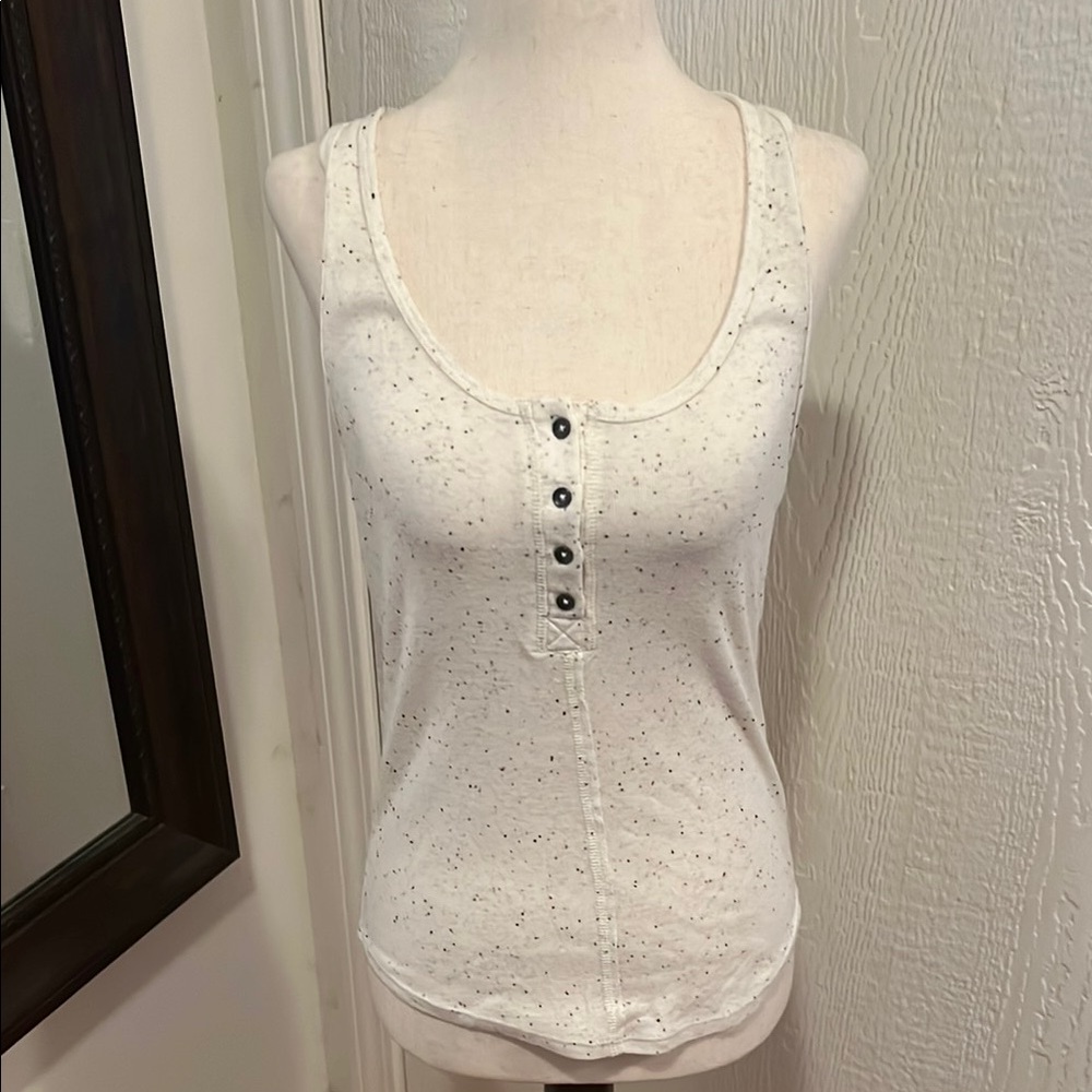 Billabong White Fitted Sleeveless Tank Top with Buttoned Detail